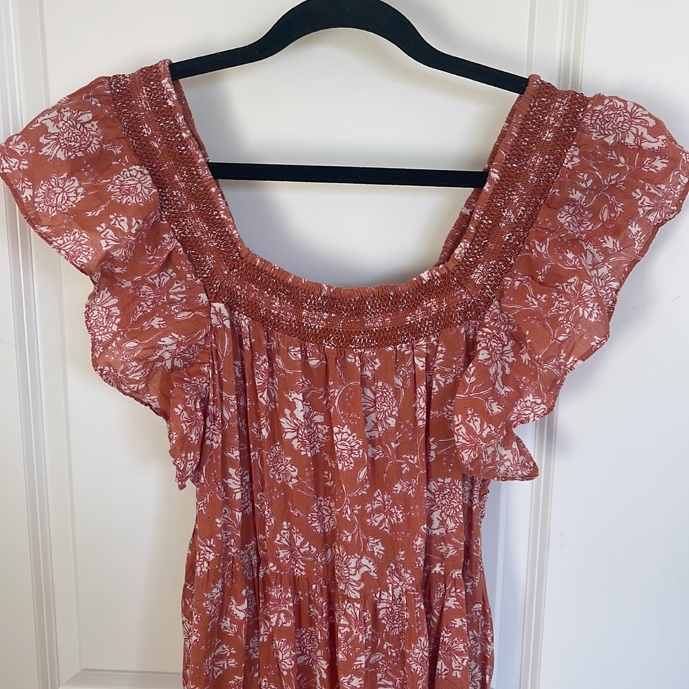 Free People Floral Maxi Dress in Rust Red - Picture 2 of 3